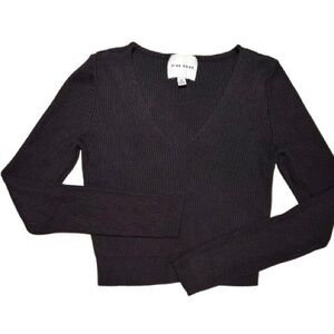 PINK ROSE Women Crop Sweater, Black, Size XS